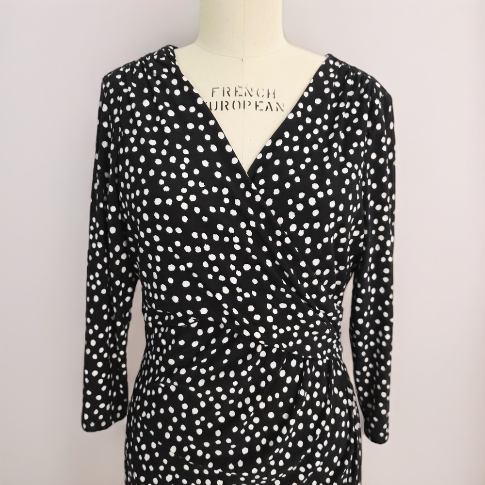 Ralph Lauren NWT Black & White Polka Dot Wrap Dress | Midi | Flattering Size 16 - Picture 3 of 9